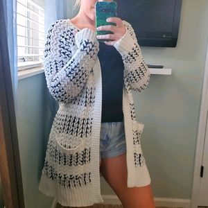 Chunky black and white cardigan